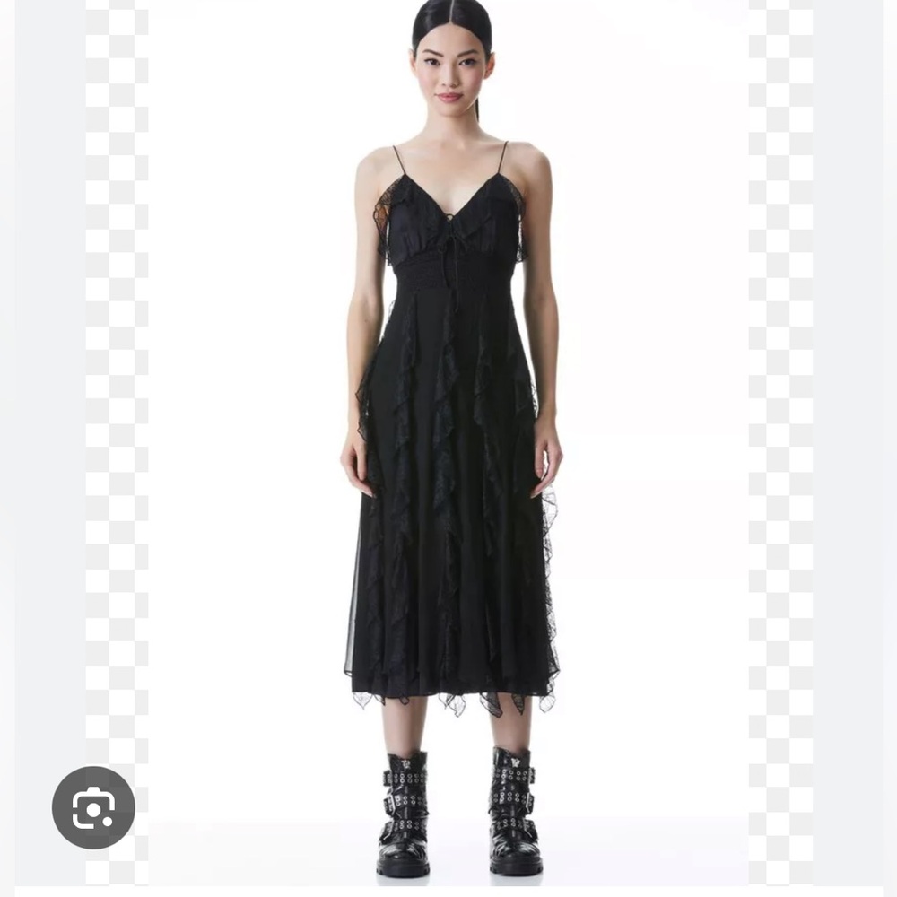 Alice + Olivia MCGUIRE RUFFLE SLIT MIDI